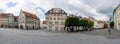 Panorama view of the historic old town of Ravensburg in southern Germany with the Lederhaus building