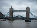 Panorama view of iconic landmark famous Tower Bridge over Thames river in London England UK Great Britain Europe Royalty Free Stock Photo