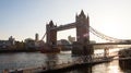 Panorama view of iconic landmark famous Tower Bridge over Thames river in London England UK Great Britain Europe Royalty Free Stock Photo