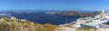 A panorama view from Imerovigli, Santorini towards Oia and Thirasia Royalty Free Stock Photo