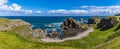 A panorama view of  the impressive rocky shoreline at Portknockie, Scotland Royalty Free Stock Photo