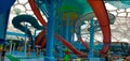 Panorama view indoor water park