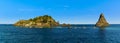 Panorama view of the Isole dei Ciclopi at Aci Trezza, Sicily