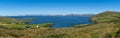Panorama view of the Iveragh Peninsula and Kells Bay in County Kerry