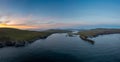 Panorama view of the Iveragh Peninsula with Valentia Island and Portmagee at sunset Royalty Free Stock Photo