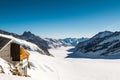 Panorama view of Jungfrau Mountain Range in Switzerland with Great Aletsch Glacier Royalty Free Stock Photo