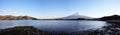 Panorama view of Kawaguchi lake with Fujiyama