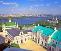 Panorama view Kiev Pechersk Lavra. Christian monastery, orthodox churches Royalty Free Stock Photo