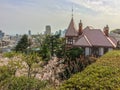 Panorama view of Kobe downtown from the historic kitano district Royalty Free Stock Photo