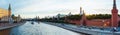 Panorama: View of the Kremlin and Sofia embankments from the Bolshoi Moskvoretsky bridge Royalty Free Stock Photo