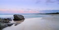 Panorama view of La Pelosa beach in Sardinia at sunset Royalty Free Stock Photo