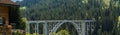 Panorama view of the Langwies Viaduct in the mountains of Switzerland near Arosa Royalty Free Stock Photo