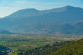 Panorama view of Lasithi plateau at Greek island Crete Royalty Free Stock Photo