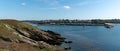 Panorama view of Le Conquet and the harbor and port on the coast of Brittany