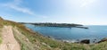 Panorama view of Le Conquet and the harbor and port on the coast of Brittany