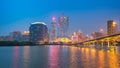 Panorama view of Macau cityscape at night in China