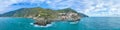 Panorama view Manarola colorful village in Cinque Terre national park, Italy