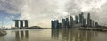 Panorama view of Marina Bay with many office buildings in Singapore