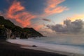 panorama view of the Marina di Maratea beach at sunset