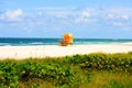 Panorama view of Miami South Beach, Florida, USA. Sunny summer day, with blue sky and Atlantic Ocean. Royalty Free Stock Photo