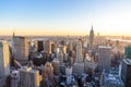 Panorama view of Midtown Manhattan skyline - Aerial view from Observation Deck. New York City, USA Royalty Free Stock Photo