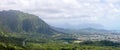 Panorama view from Monalula Ridge to Kualoa Royalty Free Stock Photo