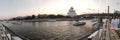 Panorama view of the Moskva River with ships in Moscow, Russia