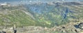 A panorama view from Mount Dalsnibba over Geirangerfjord in Norway Royalty Free Stock Photo