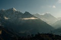 panorama view of Mount Everest massif Nuptse, Lhotse and Ama Dablam from Namche Bazar, Himalayas, Nepal.