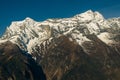 panorama view of Mount Everest massif Nuptse, Lhotse and Ama Dablam from Namche Bazar, Himalayas, Nepal.