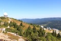 Panorama view of mountain GroÃer Arber summit with radar dome and summit station of gondola lift in Bavarian Royalty Free Stock Photo