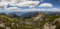 Panorama view from mountain Hochiss to Karwendel mountains in Tyrol Royalty Free Stock Photo