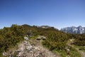 Panorama view from mountain Peterskoepfl to Kaisergebirge in Tyrol, Austria