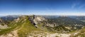 Panorama view from mountain Rofanspitze to Kaisergebirge and Karwendel mountains in Tyrol