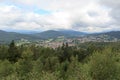 Panorama view of municipality Bodenmais seen from Silberberg mountain in Bavarian Forest, Germany