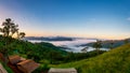 Panorama view of nature with fog in morning at Huai Kub Kab