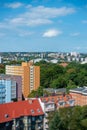 Panorama view with Odra river. Szczecin historical city with architectural layout similar to Paris Royalty Free Stock Photo