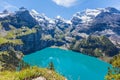 Panorama view of Oeschinensee (Oeschinen lake) on bernese oberland