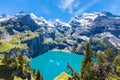 Panorama view of Oeschinensee (Oeschinen lake) on bernese oberland