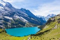 Panorama view of Oeschinensee (Oeschinen lake) on bernese oberland