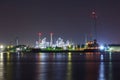 Panorama view of Oil refinery at the river Royalty Free Stock Photo
