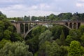 Panorama view of the old bridge in Luxembourg Royalty Free Stock Photo