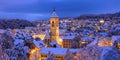 Panorama view of the old Swiss city of Schaffhausen town in winter