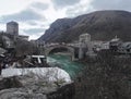 Panorama view of old town of Mostar, old bridge in background, Bosnia an Herzegovina