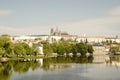 Panorama view of the Old Town and Prague castle with river Vltava. Royalty Free Stock Photo