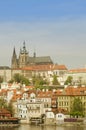 Panorama view of the Old Town and Prague castle with river Vltava Royalty Free Stock Photo