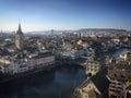 Panorama view of the old town Zurich with Limmat river, Zurich, Switzerland, March 2019 Royalty Free Stock Photo