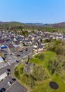 A panorama view over the castle ruins and town of Llandovery, Carmarthenshire, South Wales Royalty Free Stock Photo