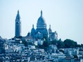 Panorama view over Montmartre and Sacre coeur cathedral in Paris Royalty Free Stock Photo