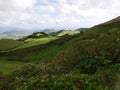 Panorama view from Pico do Carvao on the island of Sao Miguel in Azores